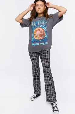 Plaid Mid-Rise Flare Pants