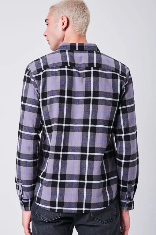 Plaid Scoop-Hem Shirt