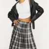 Pleated Plaid Midi Skirt