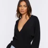 Plunging Dolman-Sleeve Sweater