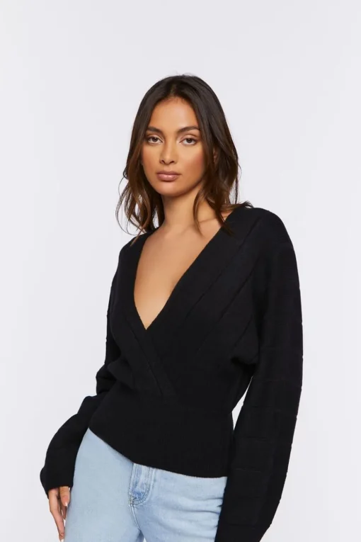 Plunging Dolman-Sleeve Sweater