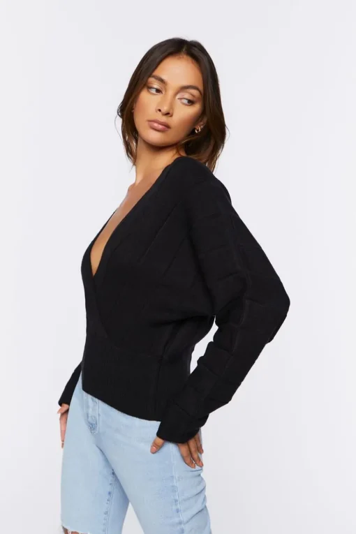 Plunging Dolman-Sleeve Sweater
