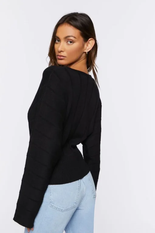 Plunging Dolman-Sleeve Sweater