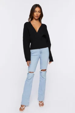 Plunging Dolman-Sleeve Sweater