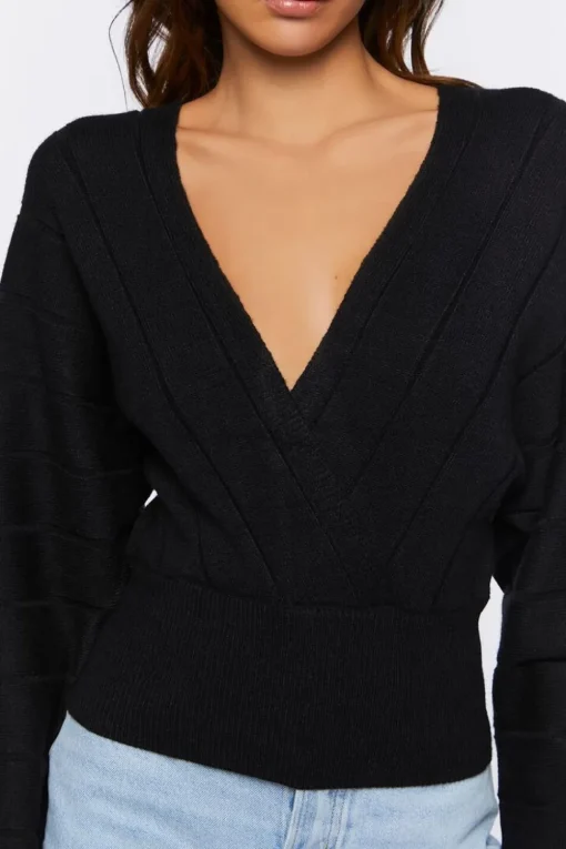 Plunging Dolman-Sleeve Sweater