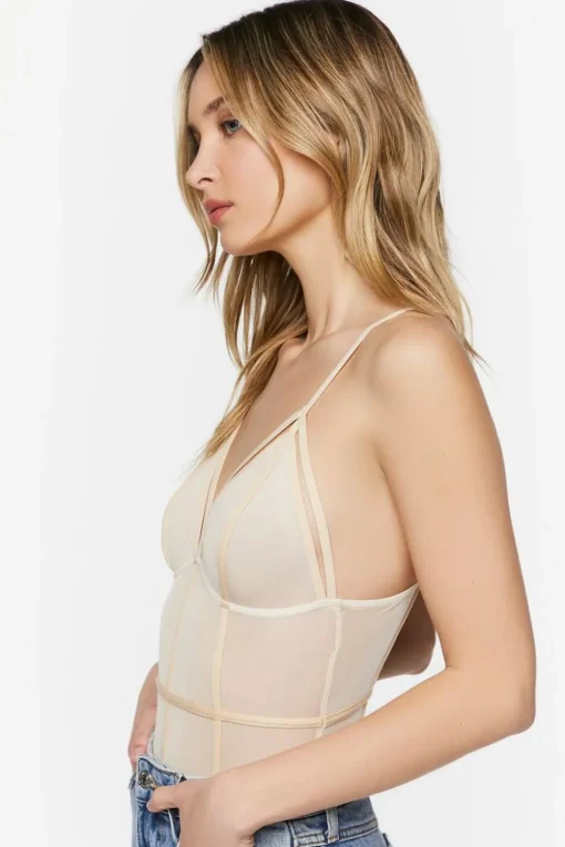 Plunging Mesh Caged Bodysuit