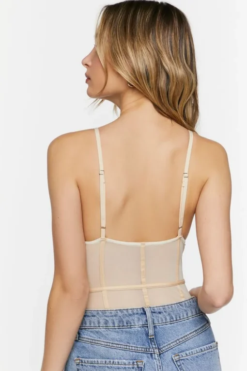 Plunging Mesh Caged Bodysuit