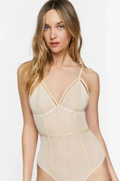 Plunging Mesh Caged Bodysuit