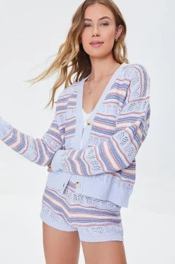 Pointelle Knit Cardigan Sweater