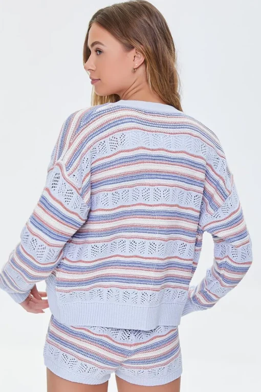 Pointelle Knit Cardigan Sweater