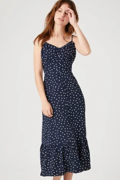 Polka Dot Button-Front Dress