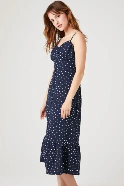 Polka Dot Button-Front Dress