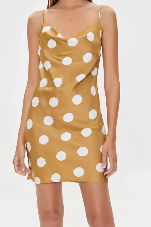Polka Dot Print Satin Mini Dress