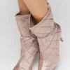 Quilted Satin Heel Booties