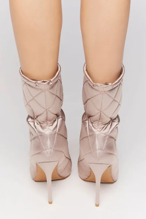 Quilted Satin Heel Booties