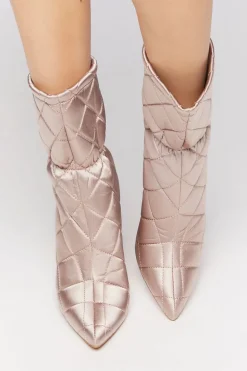 Quilted Satin Heel Booties