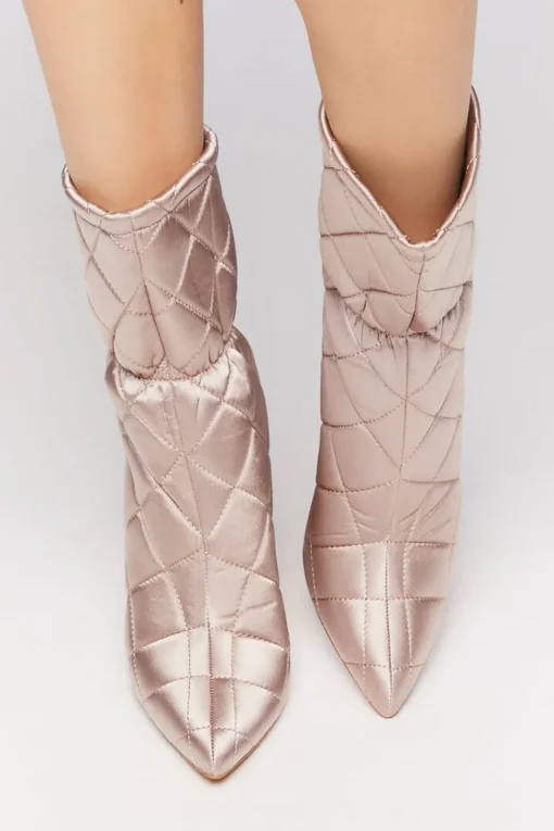 Quilted Satin Heel Booties