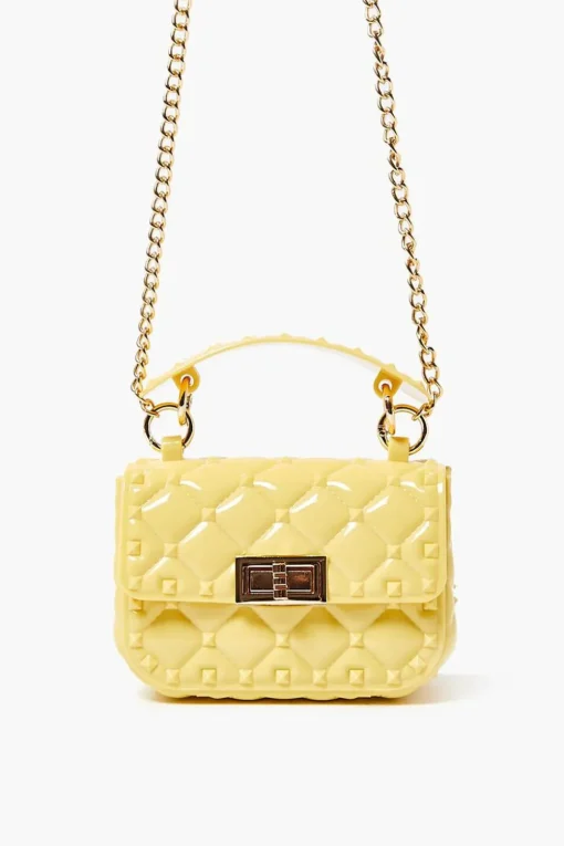 Quilted Vinyl Chain Crossbody Bag