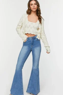 Raw-Cut Mid-Rise Flare Jeans