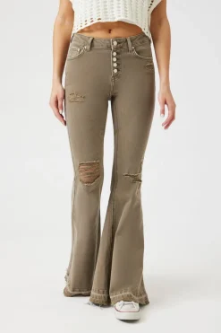 Recycled Cotton Distressed Flare Jeans
