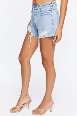 Retro Frayed Distressed Denim Shorts