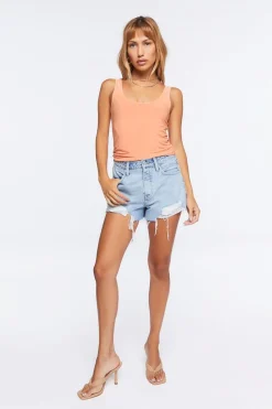 Retro Frayed Distressed Denim Shorts