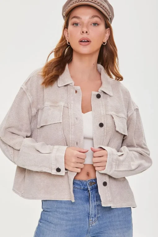 Reverse Fleece Drop-Sleeve Jacket