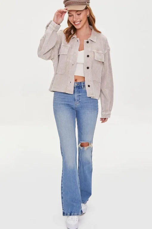 Reverse Fleece Drop-Sleeve Jacket