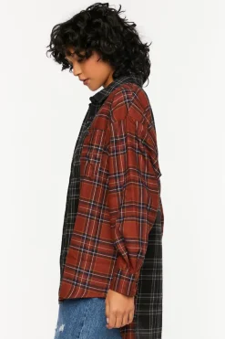 Reworked Plaid High-Low Shirt
