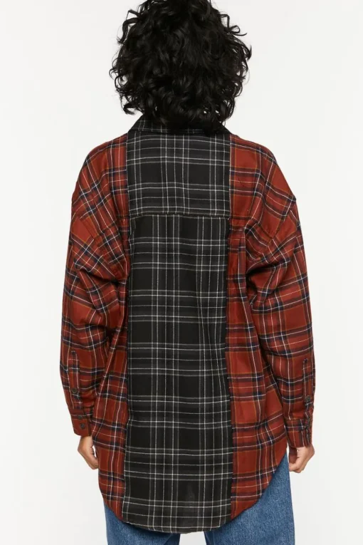 Reworked Plaid High-Low Shirt