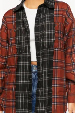 Reworked Plaid High-Low Shirt