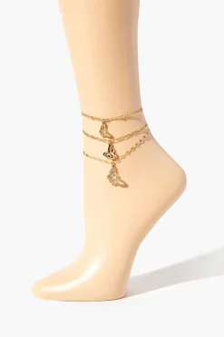 Rhinestone Butterfly Anklet Set