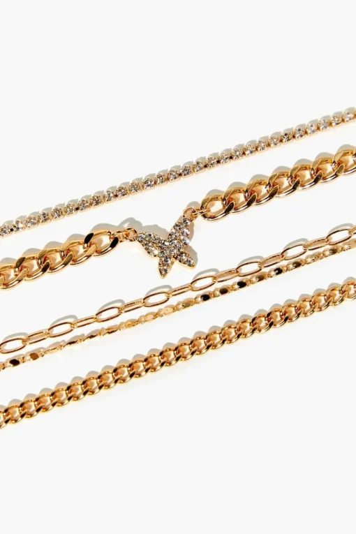Rhinestone Butterfly Bracelet Set