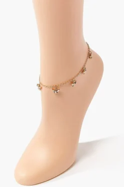 Rhinestone Butterfly Charm Anklet