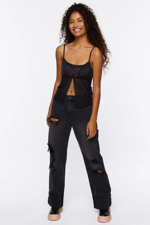 Rhinestone Butterfly Graphic Cami