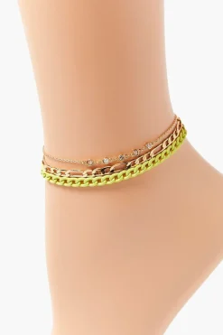 Rhinestone Chain Anklet Set
