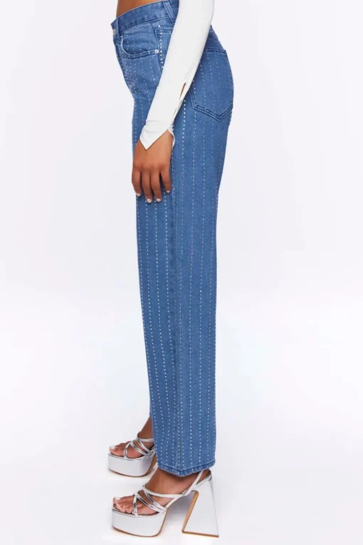 Rhinestone-Striped 90S-Fit Jeans