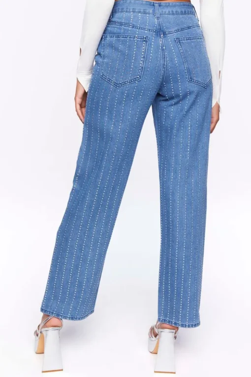 Rhinestone-Striped 90S-Fit Jeans