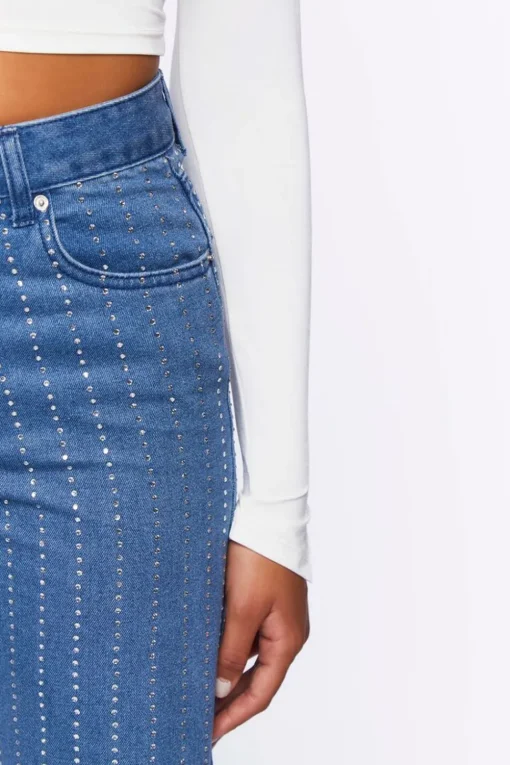 Rhinestone-Striped 90S-Fit Jeans