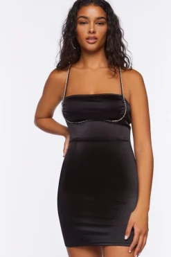Rhinestone-Trim Mini Slip Dress