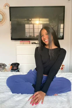 Ribbed Bell-Sleeve Crop Top