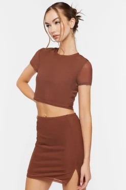 Ribbed Cropped Tee & Mini Skirt Set