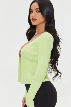 Ribbed Curb Chain Sweater