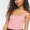 Ribbed Half-Button Cropped Cami