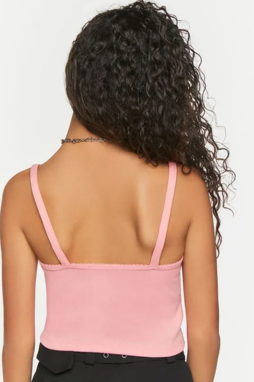 Ribbed Half-Button Cropped Cami