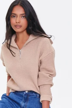 Ribbed Half-Zip Sweater