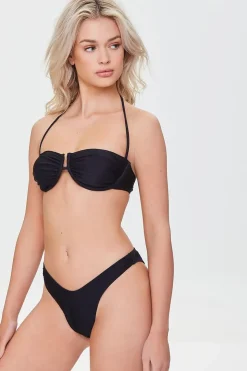 Ribbed High-Leg Bikini Bottoms