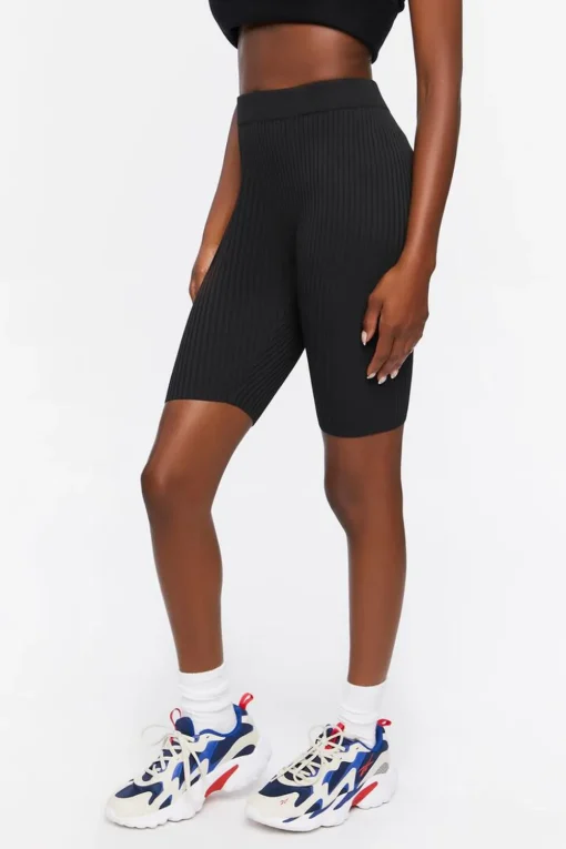 Ribbed Knit Biker Shorts