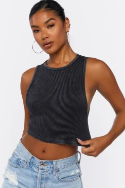 Ribbed Knit Cropped Tank Top