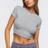 Ribbed Knit Cropped Tee